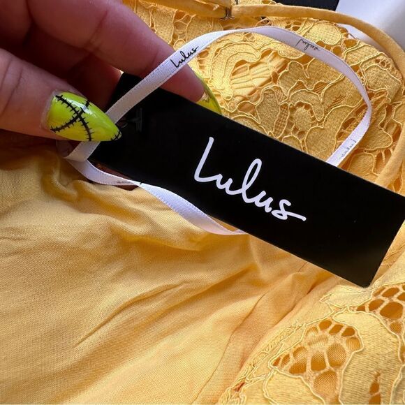 NWT Lulu’s bumble bee yellow one wish lace midi dress formal Sz M - Picture 10 of 10